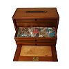 WOODEN JEWELLERY WORKSHOP BOX WITH MISCELLANEOUS JEWELLERY ITEMS & TOOLS at Ross's Online Art Auctions