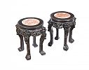 PAIR OF ANTIQUE CHINESE CHERRY WOOD PLANT STANDS at Ross's Online Art Auctions