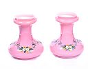 TWO VICTORIAN PINK GLASS VASES & PINK GLASS LUSTRE at Ross's Online Art Auctions