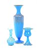 SIX VICTORIAN COLOURED GLASS VASES at Ross's Online Art Auctions