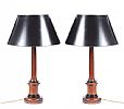 PAIR OF MAHOGANY TABLE LAMPS & SHADES at Ross's Online Art Auctions