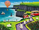 ANDY PATS WANDERING SHEEP TAKING A WALK ON THE CLIFFS OF MOHER by Andy Pat at Ross's Online Art Auctions
