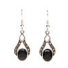 SILVER MOTHER OF PEARL, ONYX & MARCASITE EARRINGS at Ross's Online Art Auctions