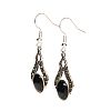 SILVER MOTHER OF PEARL, ONYX & MARCASITE EARRINGS at Ross's Online Art Auctions