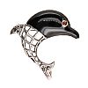 STERLING SILVER ENAMEL & RUBY DOLPHIN BROOCH at Ross's Online Art Auctions
