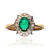 9CT GOLD EMERALD DOUBLET & DIAMOND RING at Ross's Online Art Auctions