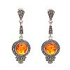STERLING SILVER MARCASITE & AMBER DROP EARRINGS at Ross's Online Art Auctions