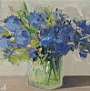 BLUE FLOWERS IN A GLASS VASE by Vivek Mandalia at Ross's Online Art Auctions