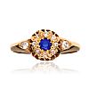 18CT GOLD BLUE STONE & DIAMOND RING at Ross's Online Art Auctions
