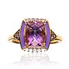 STERLING SILVER GOLD PLATED AMETHYST & CHAMPAGNE ZIRCON RING at Ross's Online Art Auctions