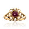 9CT GOLD RUBY & PEARL RING at Ross's Online Art Auctions