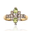 9CT GOLD PERIDOT & DIAMOND RING at Ross's Online Art Auctions