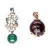 STERLING SILVER GOLD PLATED AMETHYST PENDANT & STERLING SILVER MALACHITE PENDANT at Ross's Online Art Auctions