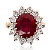9CT GOLD RUBY & DIAMOND CLUSTER RING at Ross's Online Art Auctions